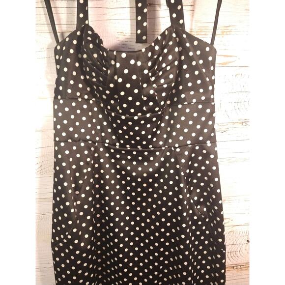Donna Ricco Size 8 Halter Polka Dot Dress – Rockabilly Vibes, Fitted Bodice - Picture 4 of 8
